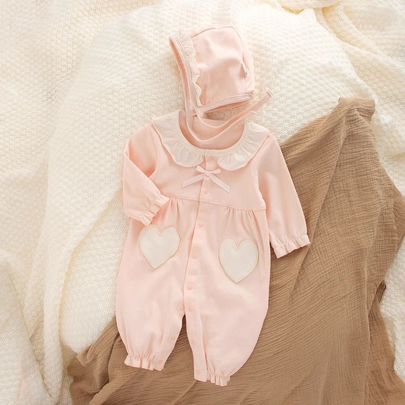 新款女宝宝衣服满月类连体衣春秋公主小月龄0-3月婴儿哈衣粉