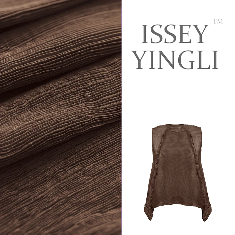 莉褶高端褶皱女春夏新款六本木上衣时尚女显瘦气质无袖上衣2676