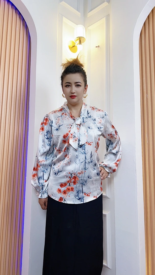 亲肤宽松满印老钱风长袖潮流气质四季通用衬衫印花