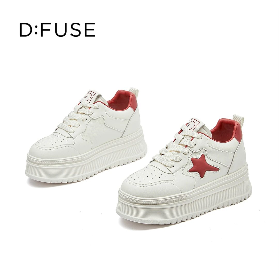 星期六旗下高端品牌迪芙斯爆款厚底增高星星款女鞋百搭小白鞋