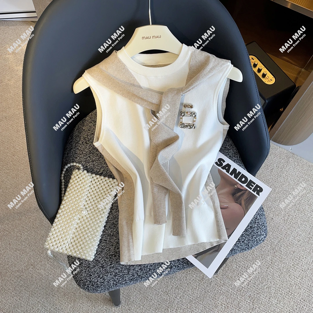 夏季百搭休闲修身针织无袖上衣女小众设计感DY7892