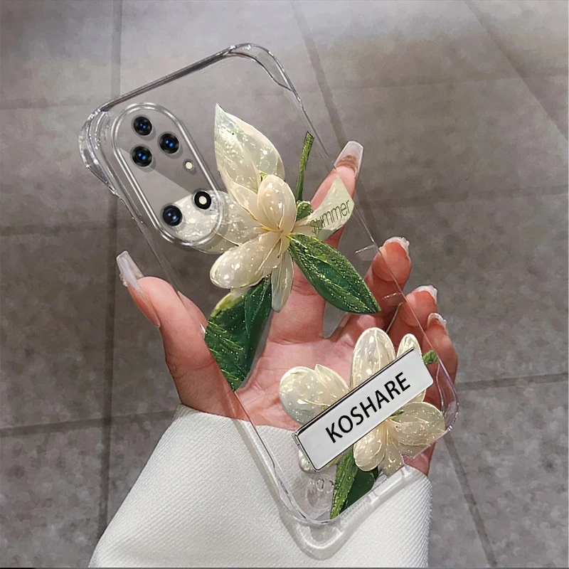 适用于华为p50pro系列水晶花无边框支架手机壳