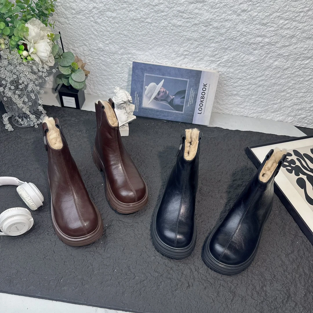 冬季新款加绒英伦风百搭潮流时尚短靴增高厚底靴子9986