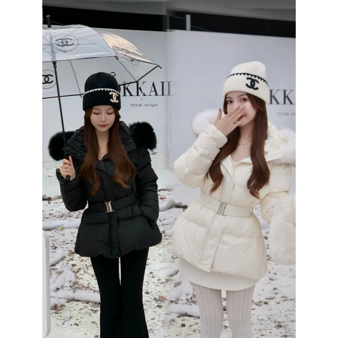 【韩系欧尼】新国标90白鸭绒真狐狸毛韩版收腰显瘦加厚白鸭绒羽绒服