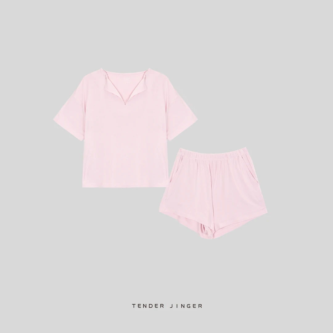 Tender Jinger丨外*北欧 莫代尔短袖短裤套装T2507MGG23594