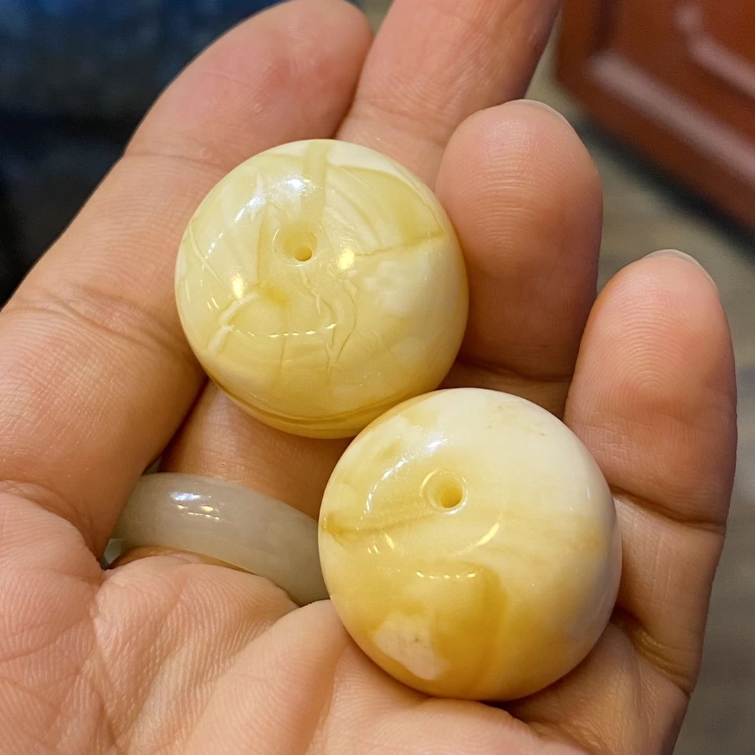 【佳哥严选】 J36206-蜜蜡白花蜡墩子-多样性发其一-25mm