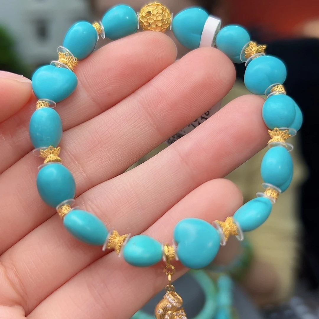 绿松石珠宝奇石18K金镶嵌