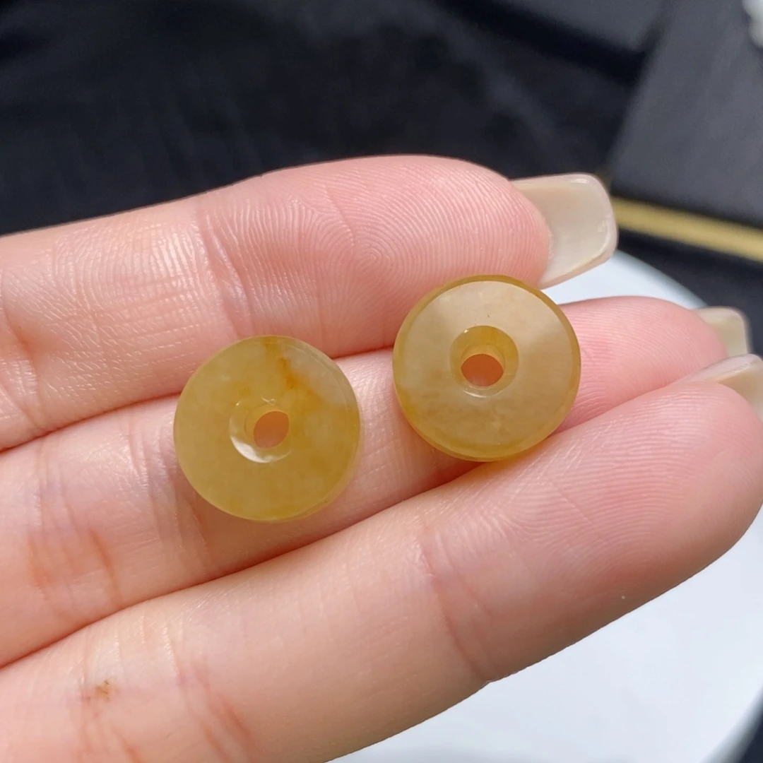 未镶嵌翡翠耳饰冰黄翡甜甜圈