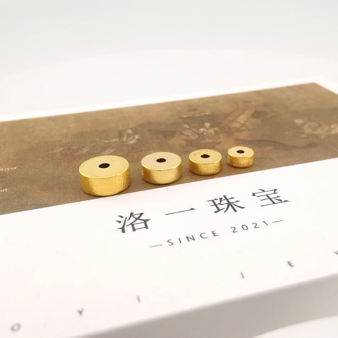 【洛一珠宝】【不变形】18K金素金隔片古法金加厚药片直切文玩金配件
