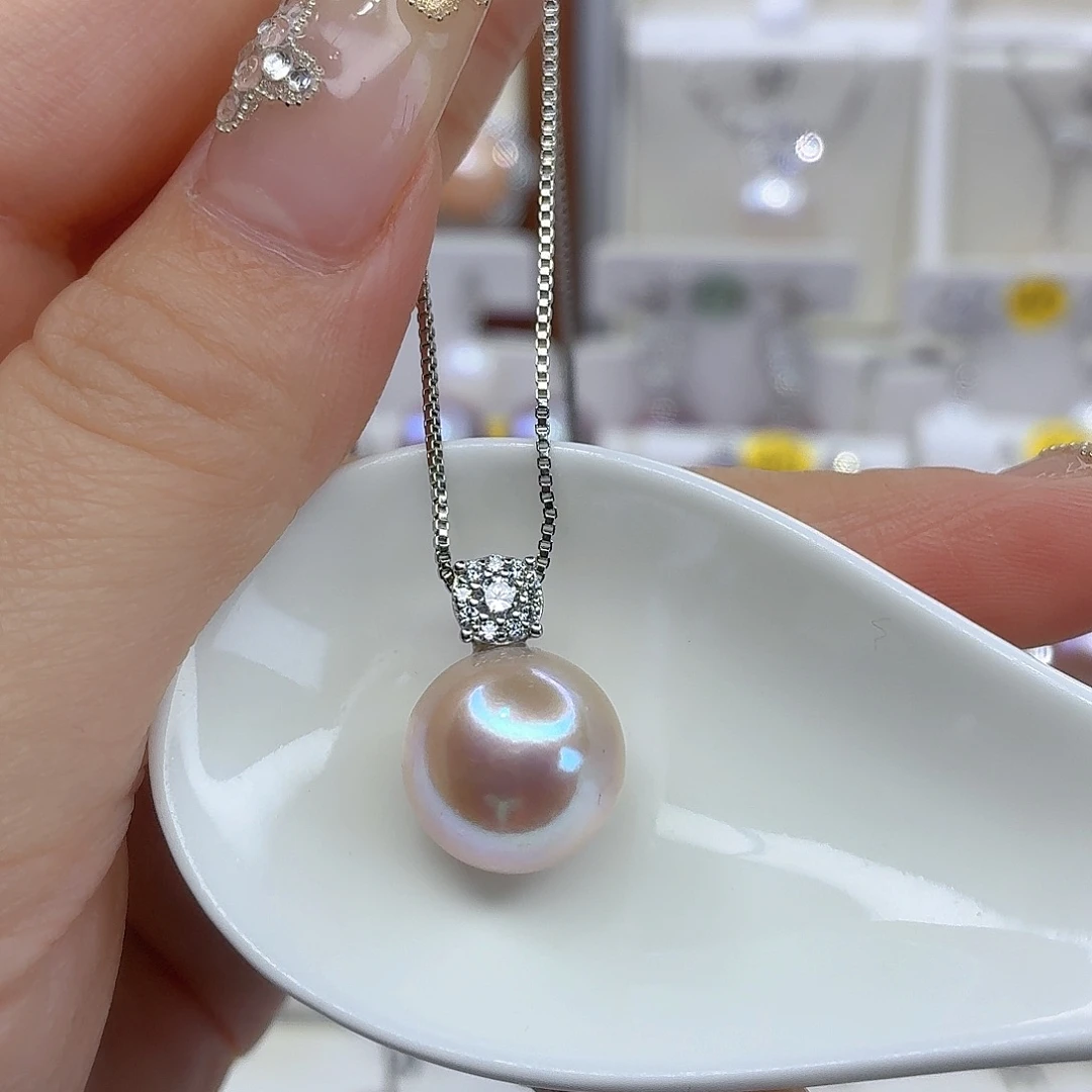 颈饰银S925镶嵌淡水珍珠F