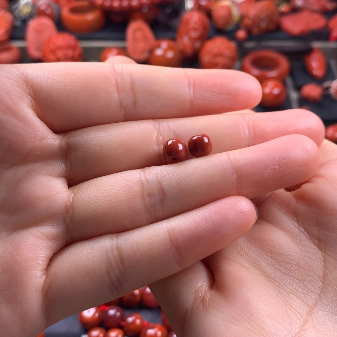 南红玛瑙老型对珠6.4MM未镶嵌