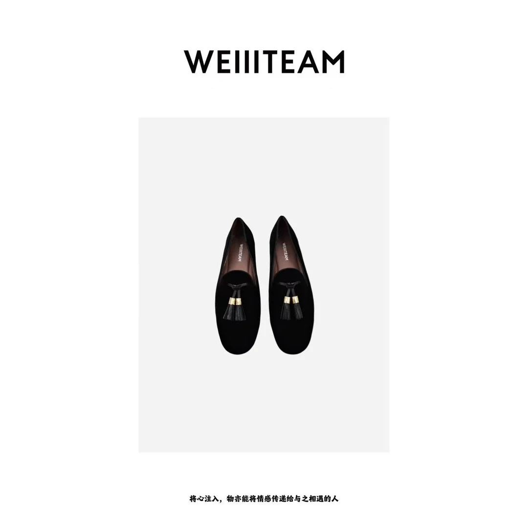 WEIIITEAM “流苏小金扣”丝绒乐福鞋 8810