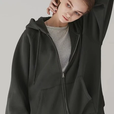 日单新 宽松大码 加绒 连帽  卫衣 外套49E