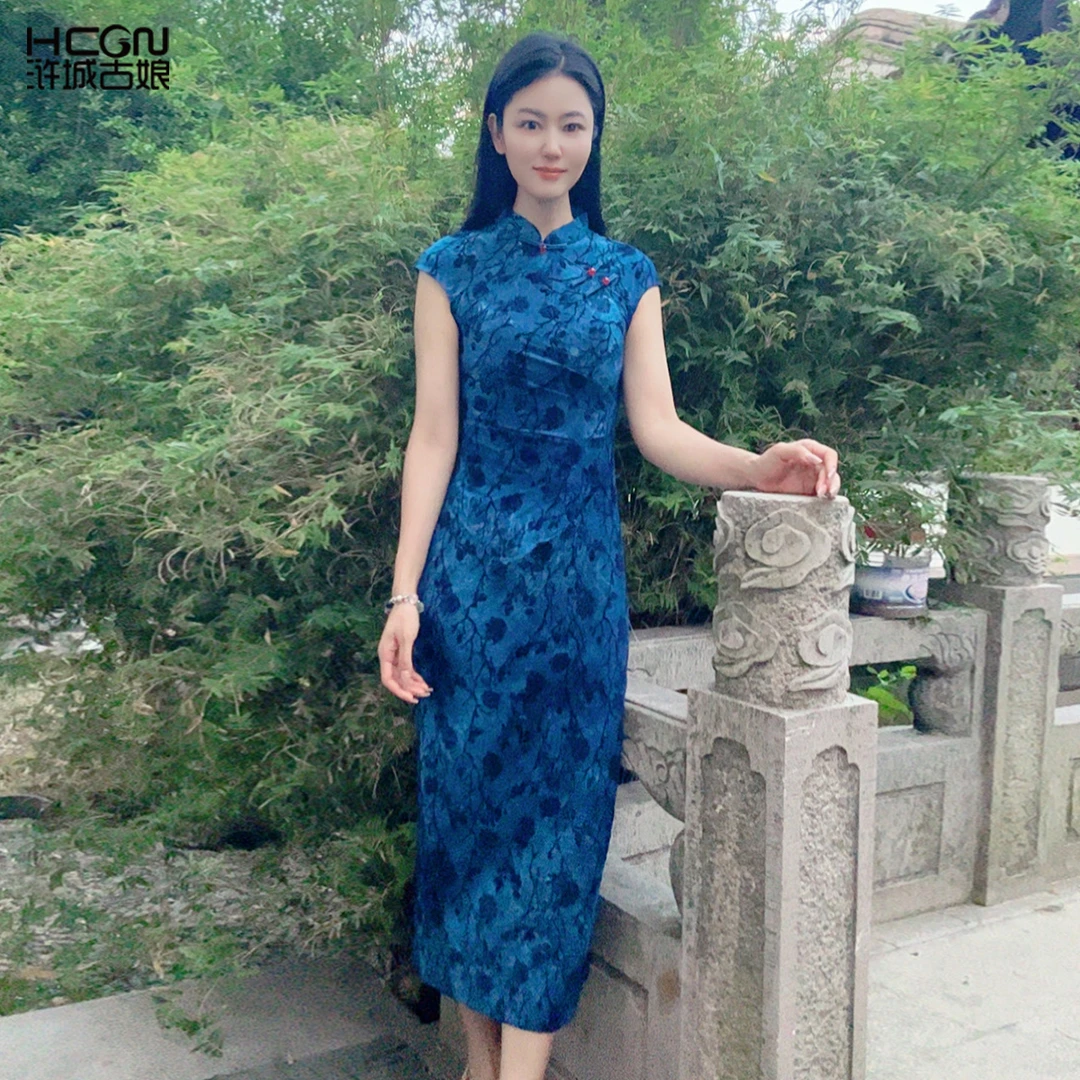 国风百搭时尚气质优雅修身显瘦中长款旗袍连衣裙WH0500571