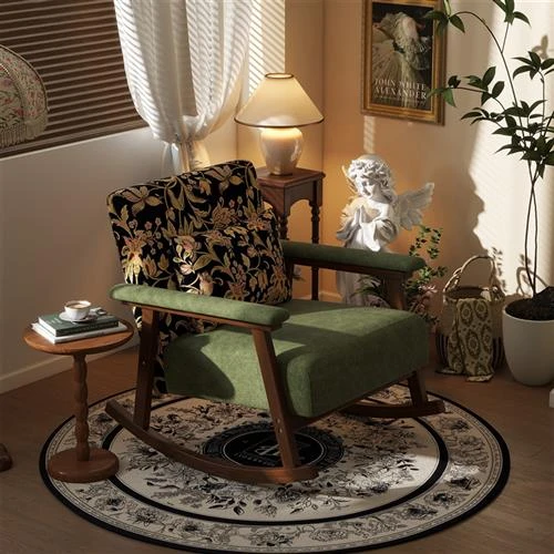 复古摇摇椅大人躺椅客厅阳台家用实木美式中古风单人摇椅沙发可躺