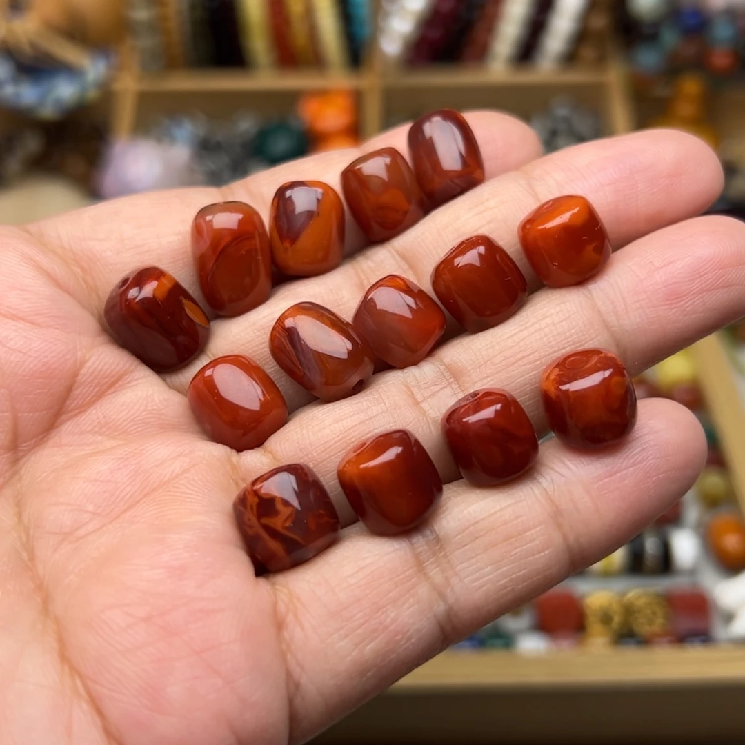 南红玛瑙10mm火焰纹桶珠未镶嵌多样性发其中一颗