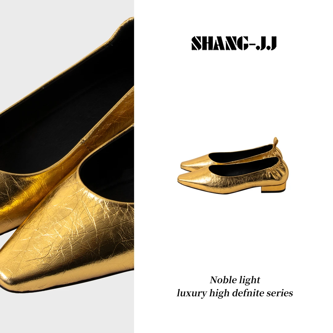 SHANG-JJ【鎏金】25ss新款真皮平底时尚尖头芭蕾舞鞋q133880p