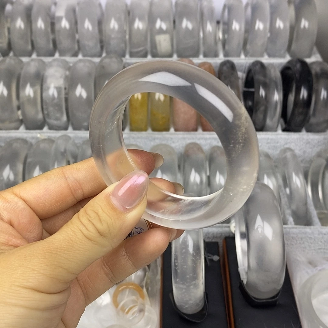 石英质玉未镶嵌手镯53.5黑钢飘雪3110微抠