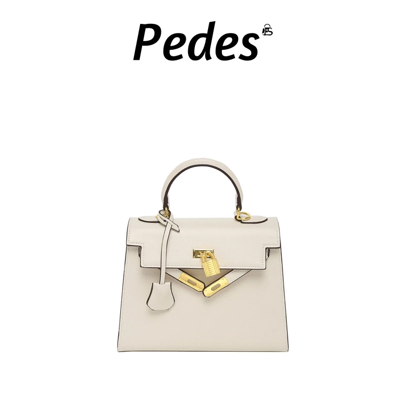 [PEDES]二层牛皮（长宽高24.5*11*19cm）斜挎凯莉包时尚铂金包1002