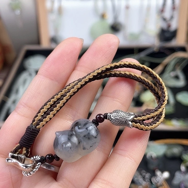 蛇纹石玉合金颈饰