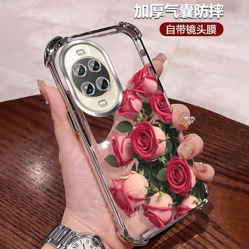 轻奢玫瑰适用华为nova14手机壳四角防摔NOVA14Ultra全包镜头膜pro