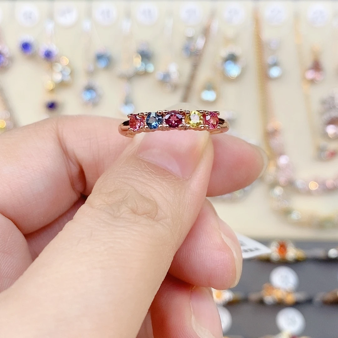 银S925镶嵌戒指碧玺