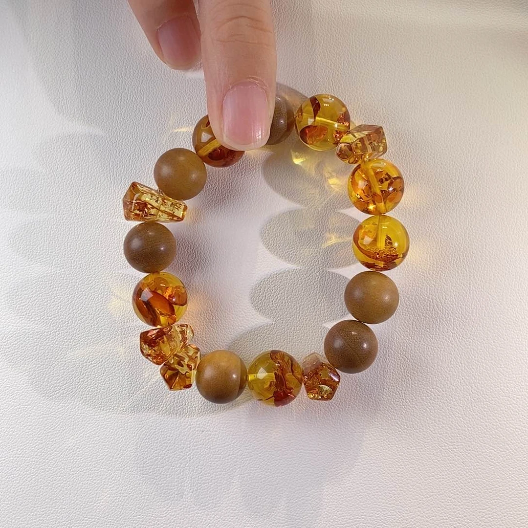 手链琥珀未镶嵌天然琥珀金花珀原创手串