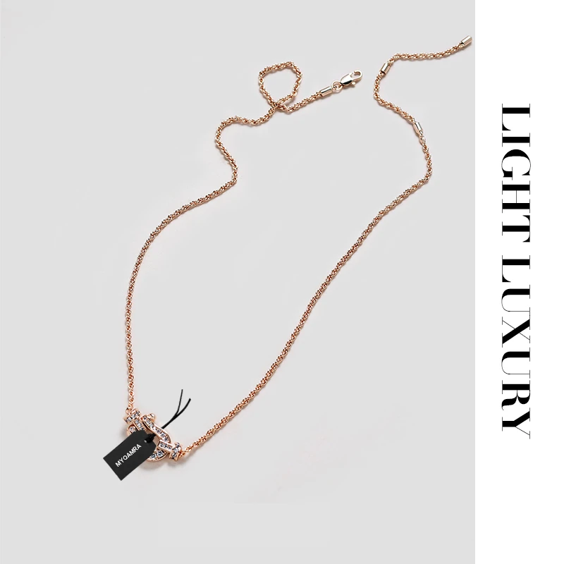 铜合金项链 0028388 CN马蹄项链镶钻 女 设计感