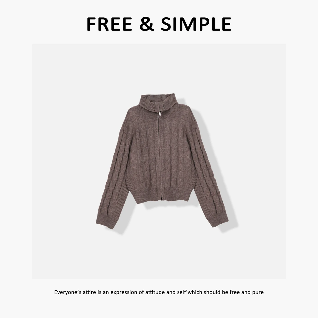 Free&Simple-‘莫妮卡’秋冬款极简风小众感开衫毛衣-6797