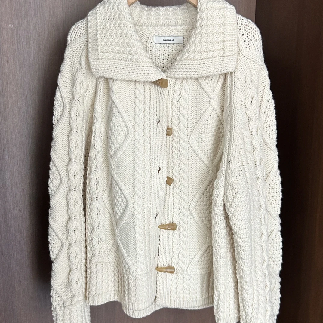 翻领毛衣厚款纽扣开衫款