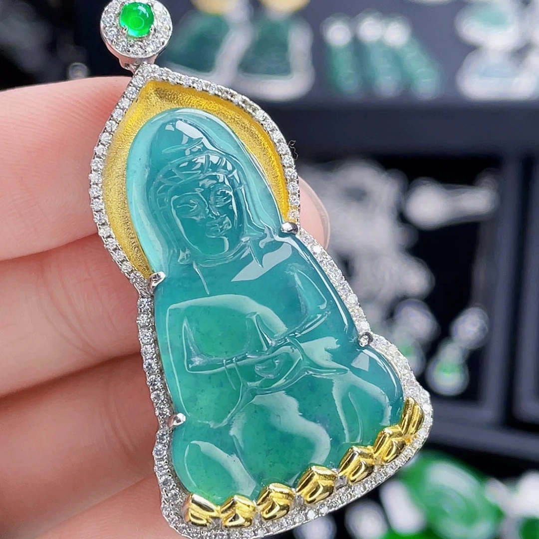 翡翠吊坠(不含链)银S925镶嵌