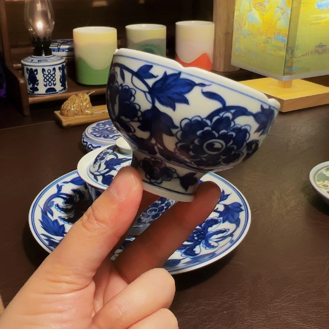 瓷盖碗精品手绘单杯福利价