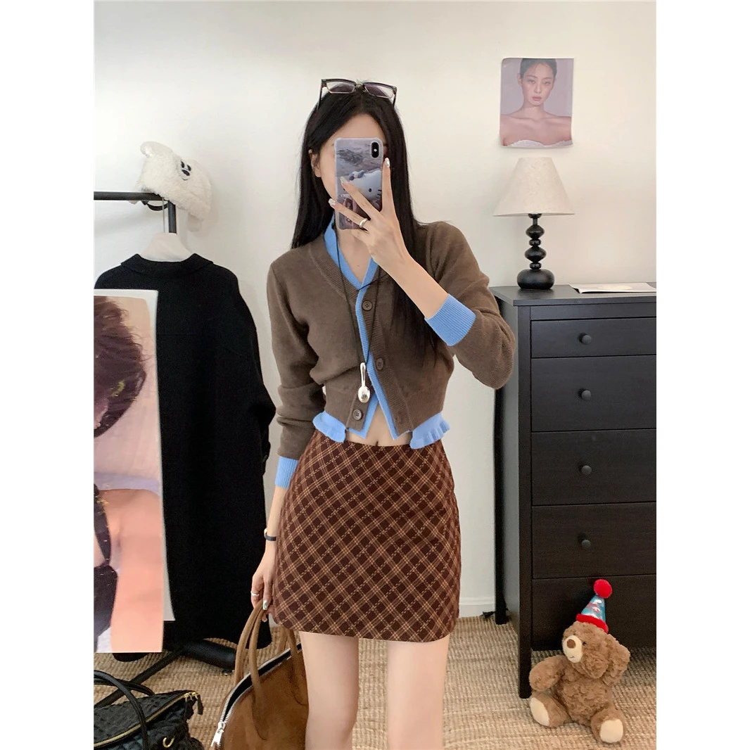 2025秋季新款格子半身裙显瘦韩系百搭设计感短裙女款爆款2025新款