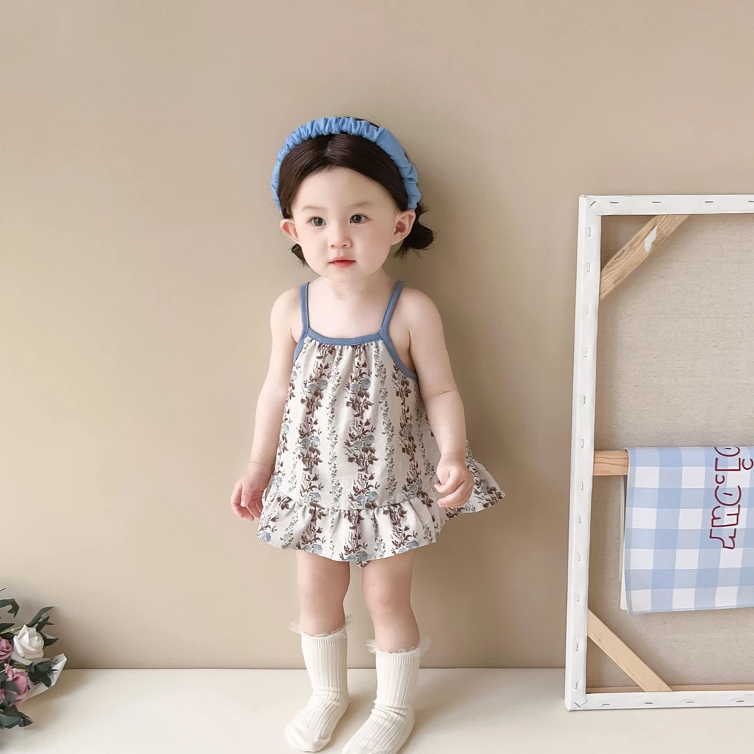 6970套装夏款韩版婴幼儿碎花吊带衫上衣大pp包包裤夏季薄款两件套