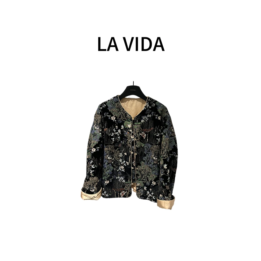 -LA VIDA-【繁华如梦】满绣无领盘扣棉服