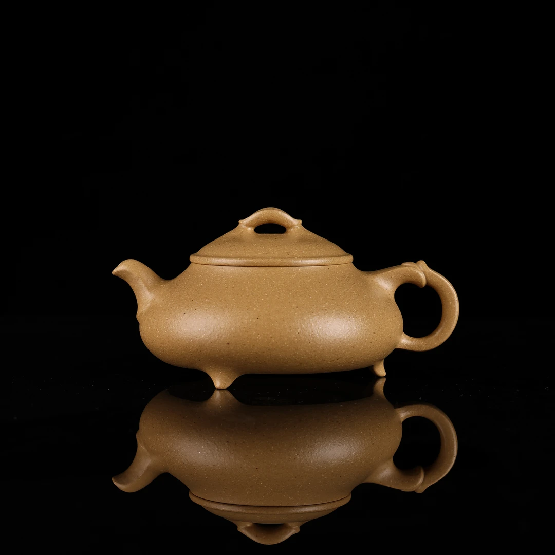 汪汪茶器三足小石瓢 梨皮本绿 140cc 侯峰手制紫砂壶