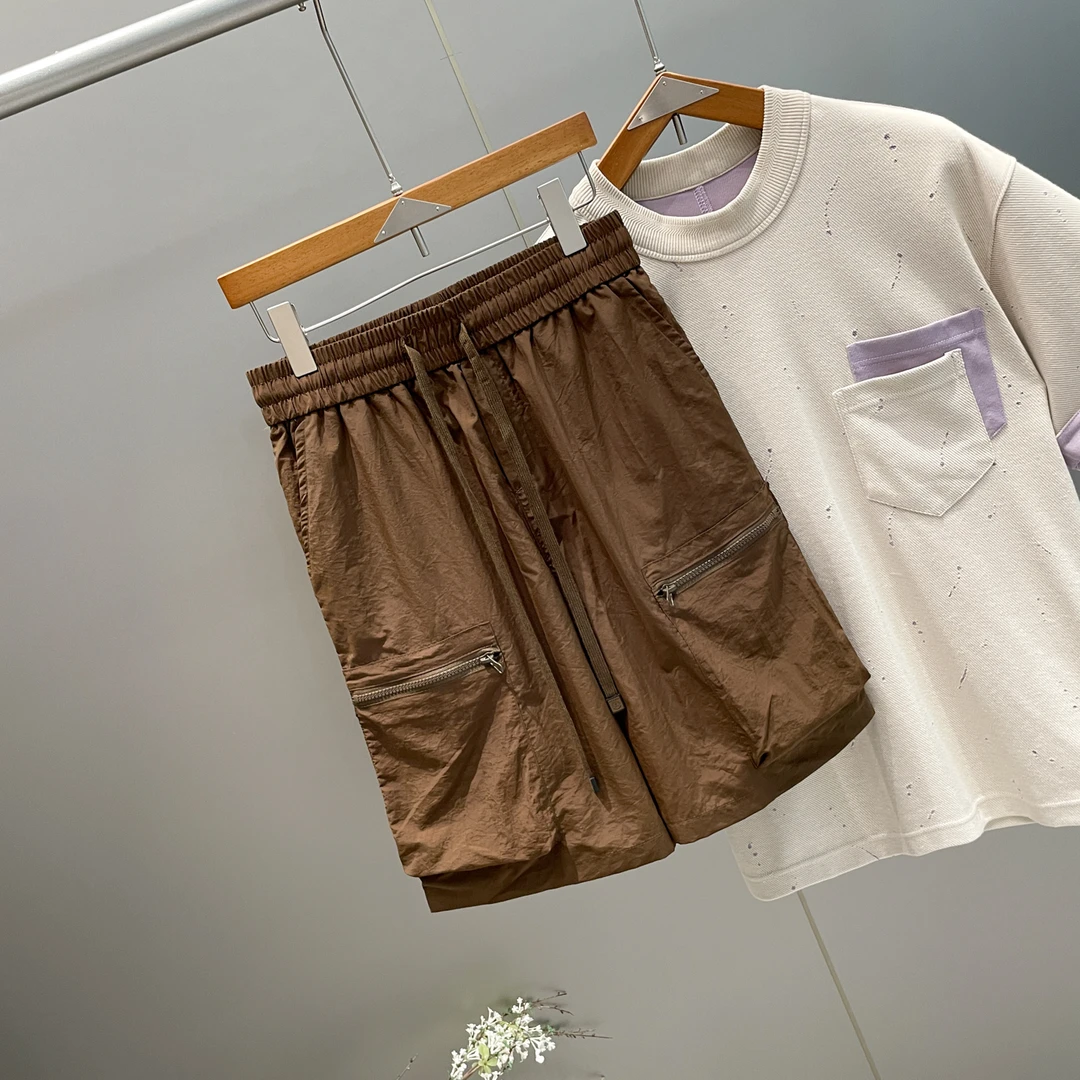 宽松大口袋中筒裤男士复古百搭工装五分裤子夏季潮牌休闲拉链短裤