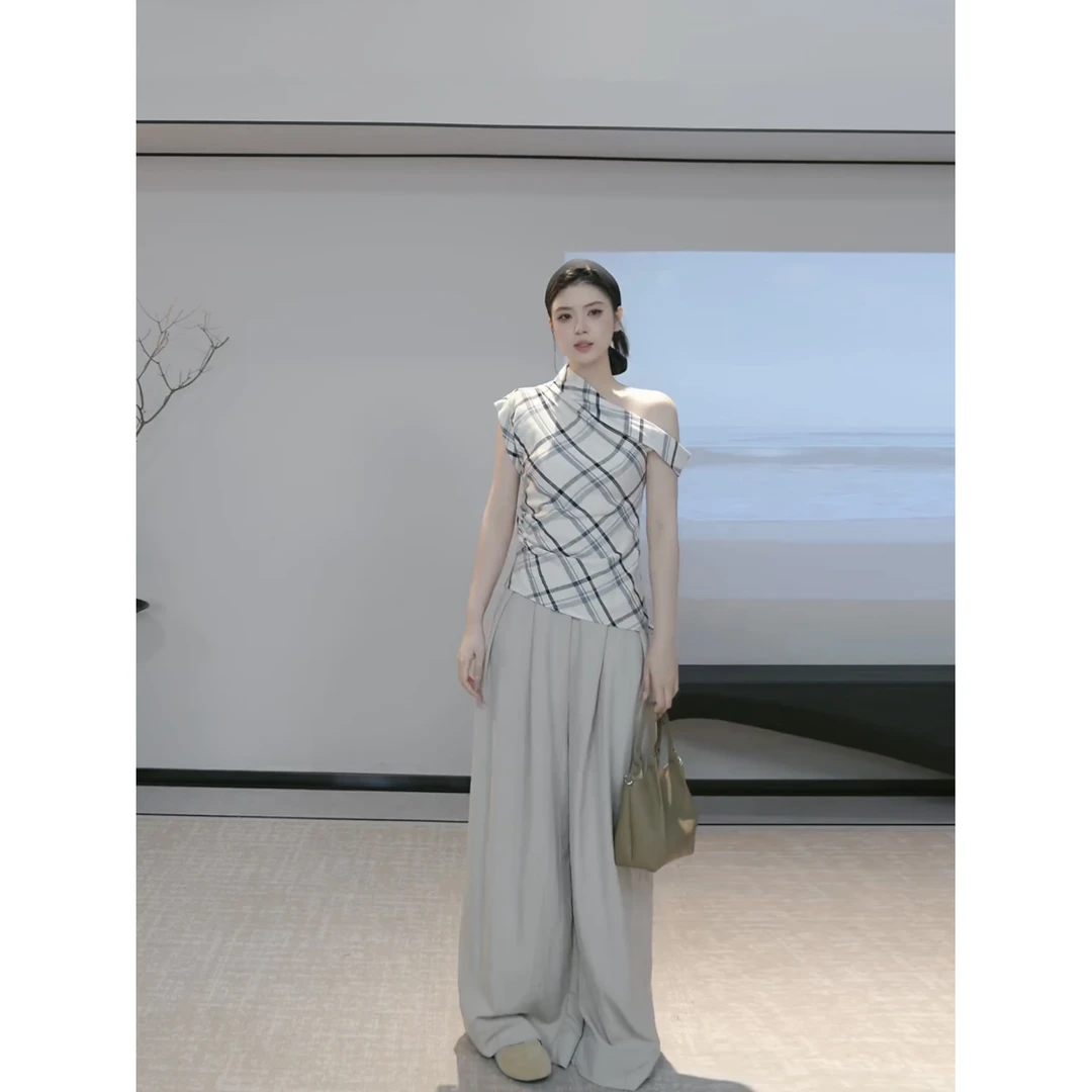 斜肩格子衬衣J632（清）