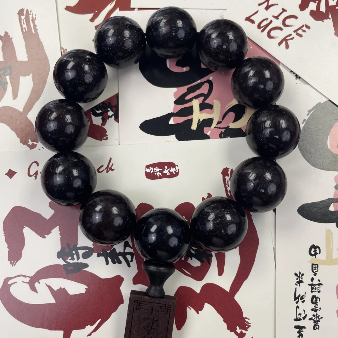 精选老料黑潭木佛珠手串