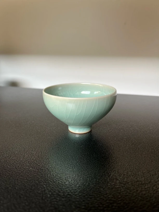 汝瓷原产地鸡心杯纯手工制作主人杯柳叶纹开片