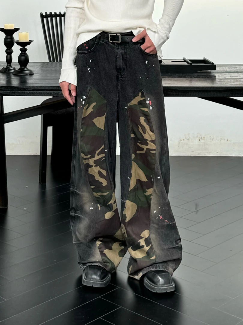 秋季新品美式街潮修身做旧磨边牛仔长裤NZ3012