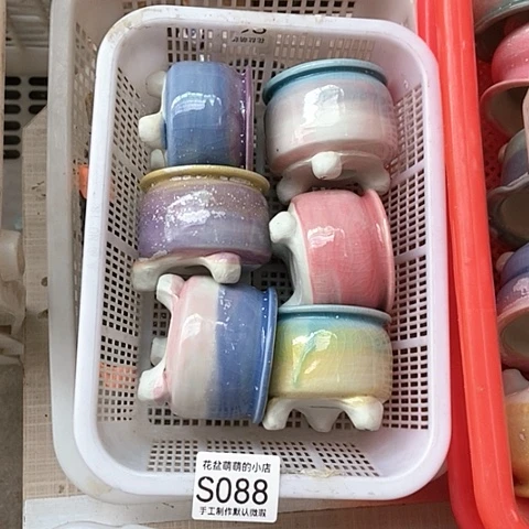 紫砂花盆088微瑕品口径5.5左右