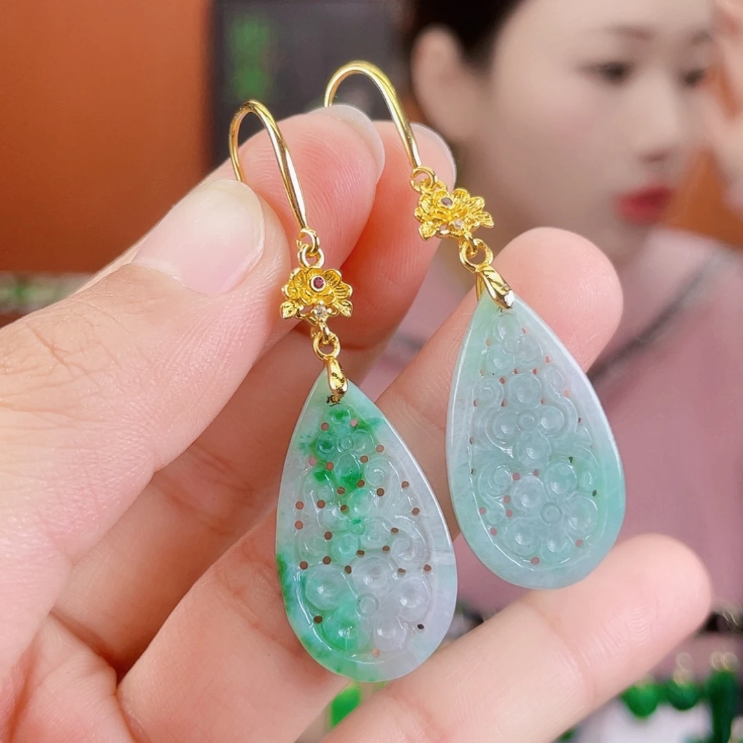 翡翠未镶嵌耳饰饰品