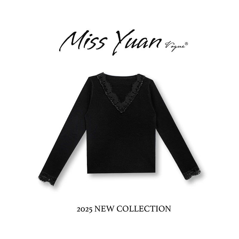 M.Y媛总 2025春季新款T恤蕾丝小众设计轻奢休闲简约上衣女1LY926