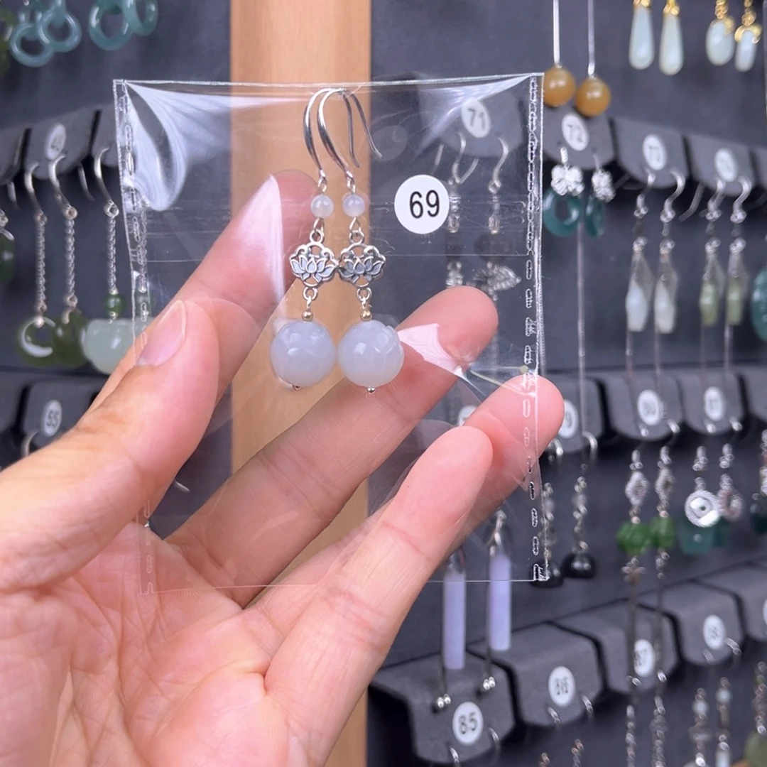 和田玉银S925镶嵌耳饰金*子