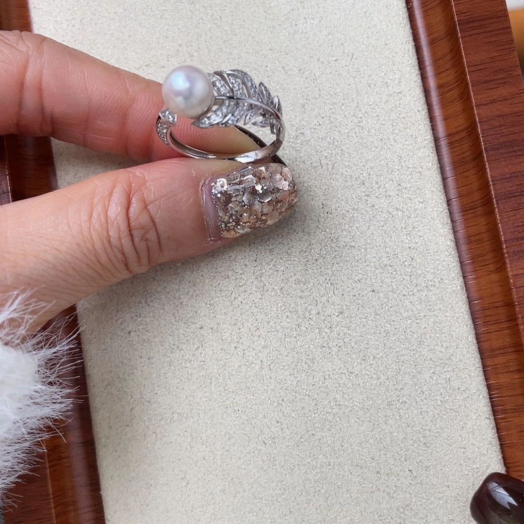 银S925镶嵌戒指海水珍珠