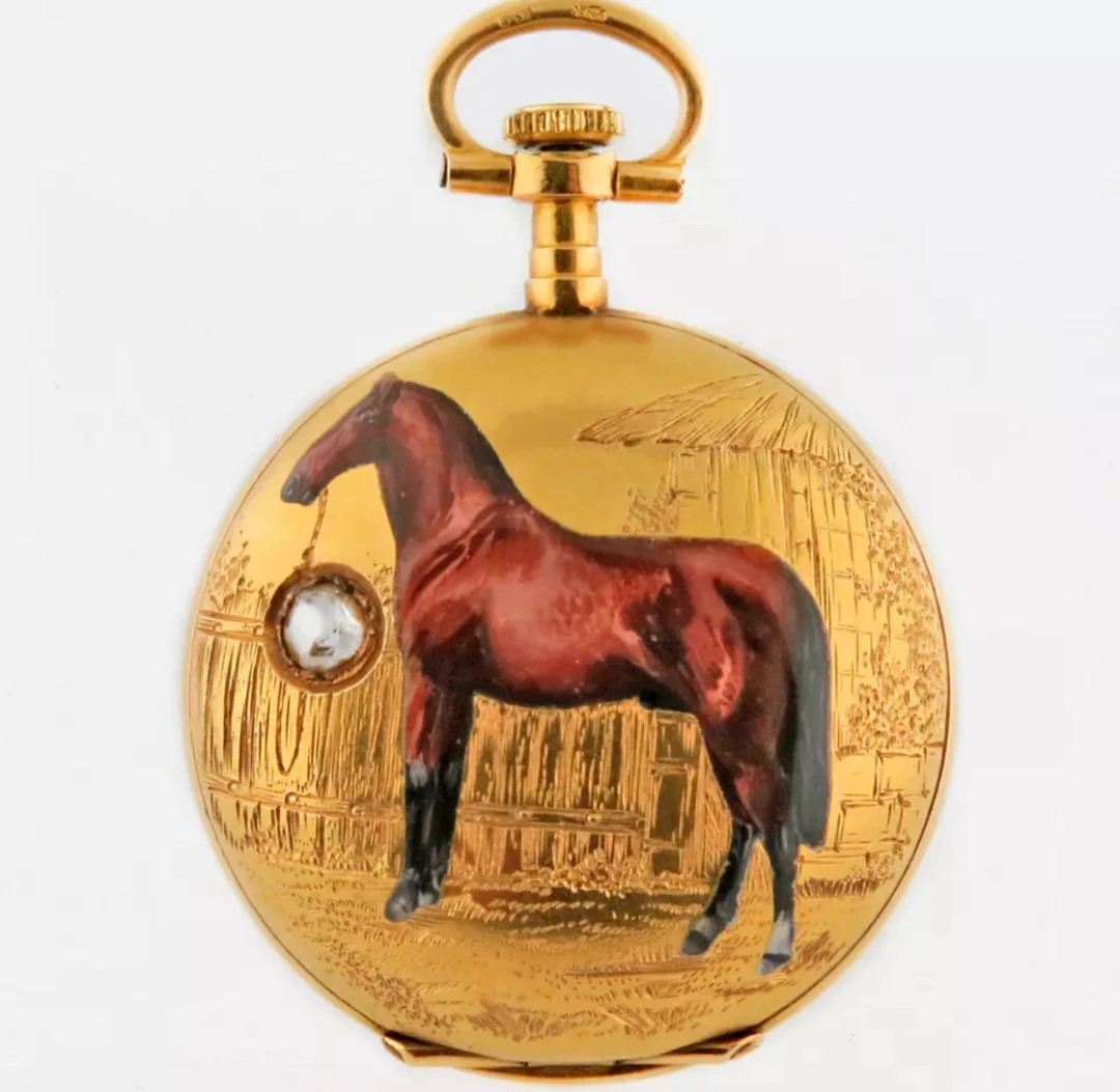 收藏级怀表售出欣赏 欧洲皇室宫廷古董怀表 珐琅骏马 中古怀表