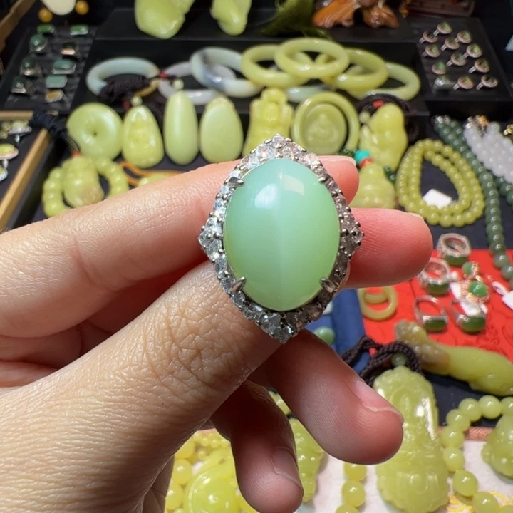 和田玉（碧玉）颈饰银S925镶嵌