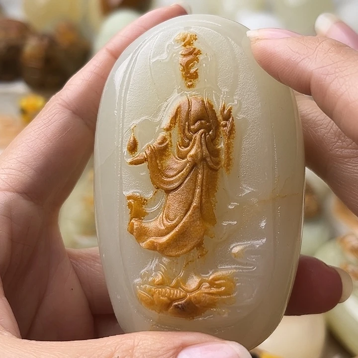 石材古青石不退换观音微瑕