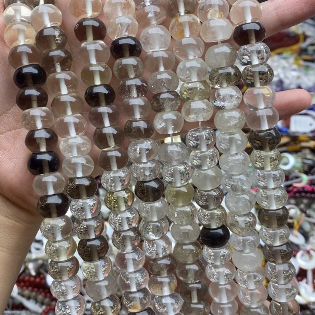 玛瑙/玉髓未镶嵌珠宝半成品一条纯天然白水晶拼茶晶隔片8×12mm